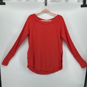 We The Free Vibrant Red Long Sleeve Relaxed Sweatshirt Sz Small